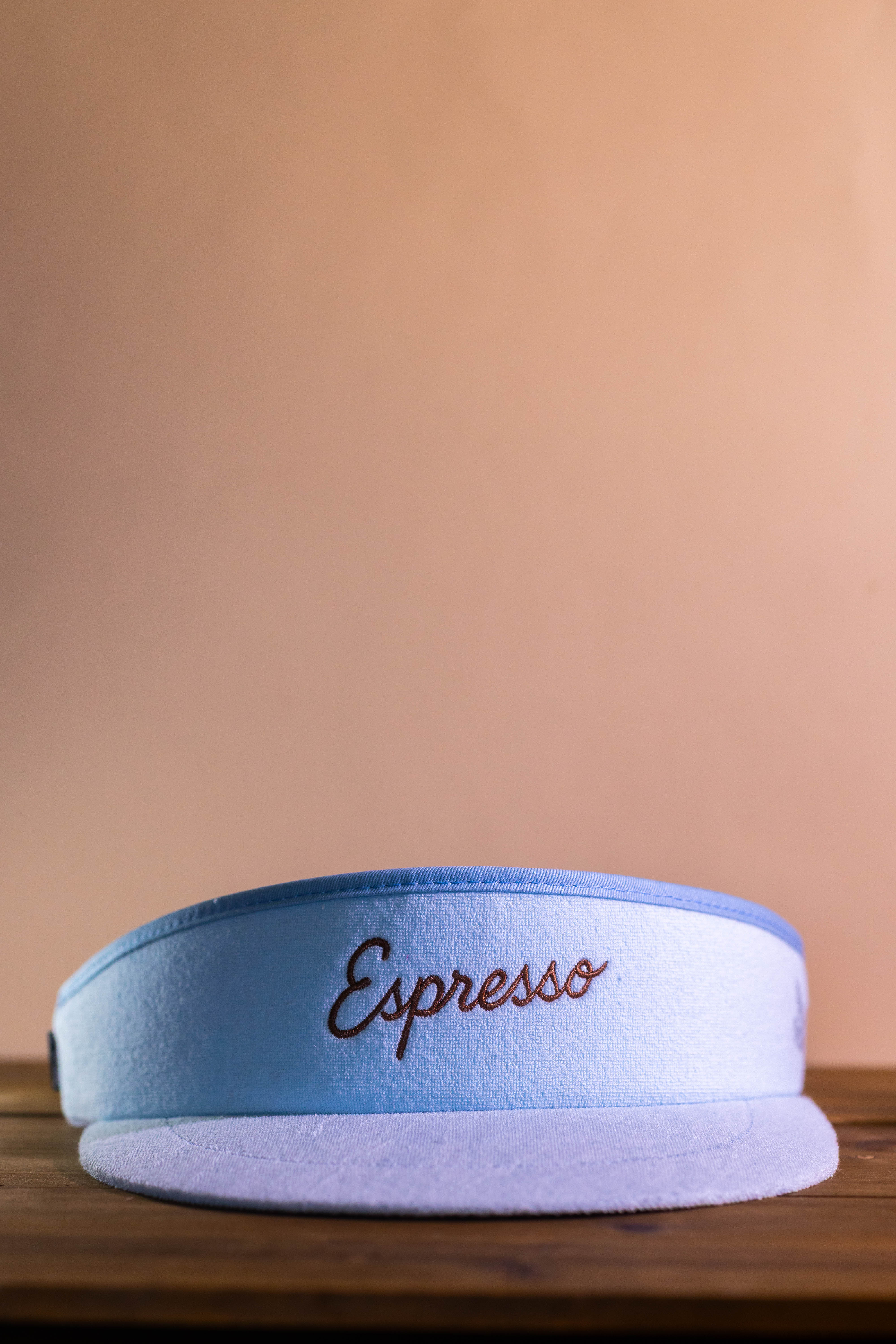 Espresso Tour Visor- Light Blue Terry Cloth