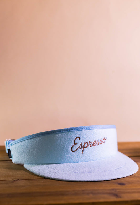 Espresso Tour Visor- Light Blue Terry Cloth
