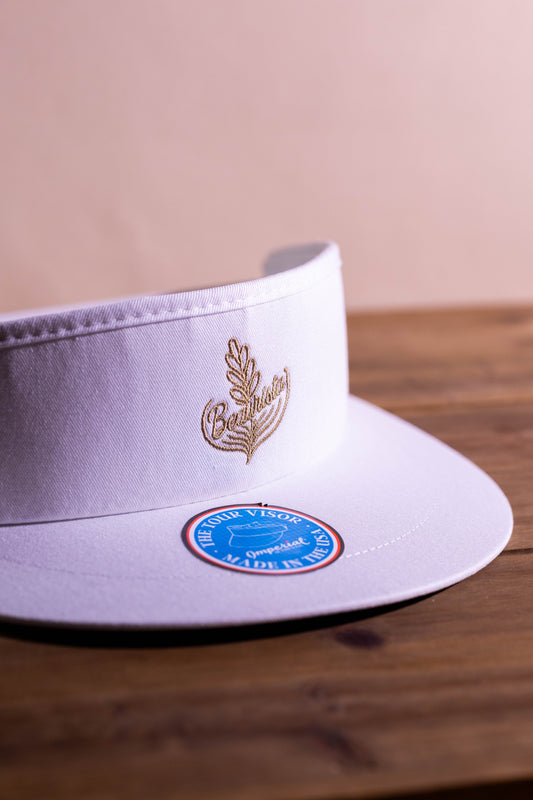 Beaurista Tour Visor- White w/ Gold Logo